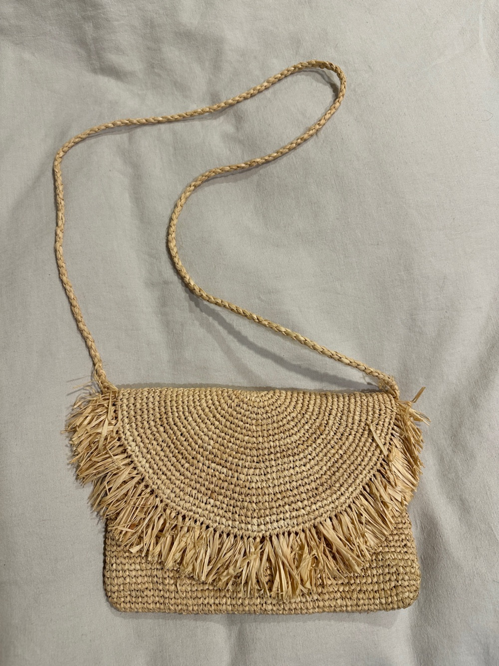 Woven Straw Crossbody Bag - Natural